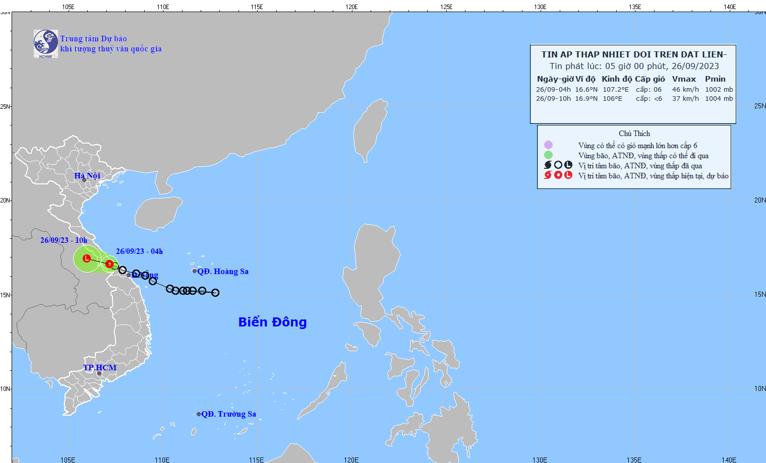 Áp thấp nhiệt đới đã đổ bộ đất liền khu vực Thừa Thiên Huế vào sáng sớm nay Áp thấp nhiệt đới đã đổ bộ đất liền khu vực Thừa Thiên Huế vào sáng sớm nay