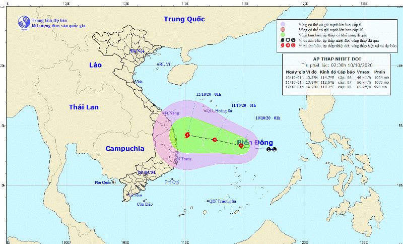 Áp thấp nhiệt đới vừa mạnh lên trên Biển Đông, đe dọa miền Trung Áp thấp nhiệt đới vừa mạnh lên trên Biển Đông, đe dọa miền Trung