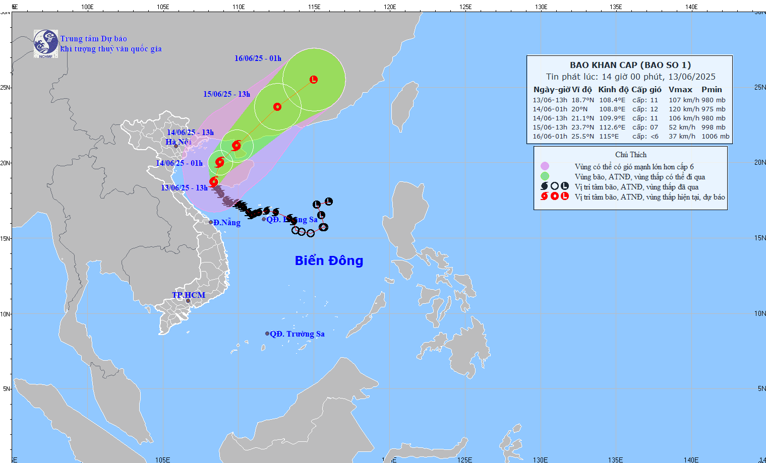 Bão số 1 giật cấp 14 đang quần thảo ở khu vực Vịnh Bắc bộ