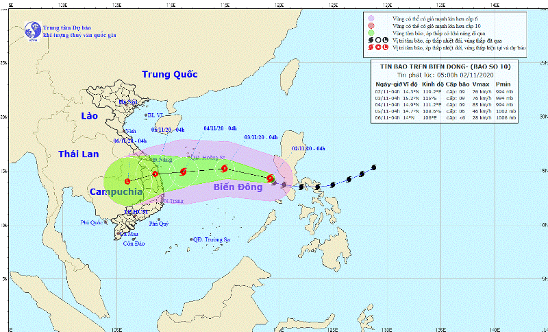 Bão số 10 dù đã giảm mạnh nhưng lại đang hướng về Đà Nẵng- Phú Yên Bão số 10 dù đã giảm mạnh nhưng lại đang hướng về Đà Nẵng- Phú Yên