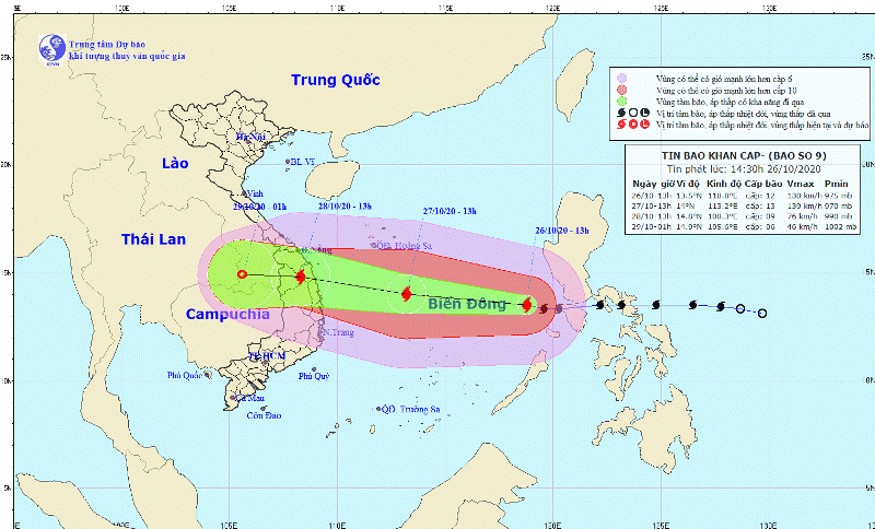 Bão số 9 có cường độ rất mạnh và tốc độ di chuyển nhanh Bão số 9 có cường độ rất mạnh và tốc độ di chuyển nhanh