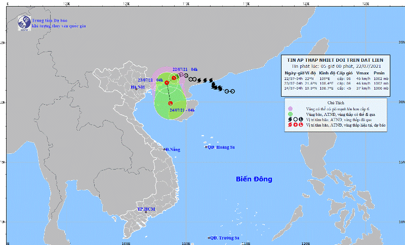 Bão số 3 đã suy yếu thành áp thấp nhiệt đới và đang áp sát Móng Cái Bão số 3 đã suy yếu thành áp thấp nhiệt đới và đang áp sát Móng Cái