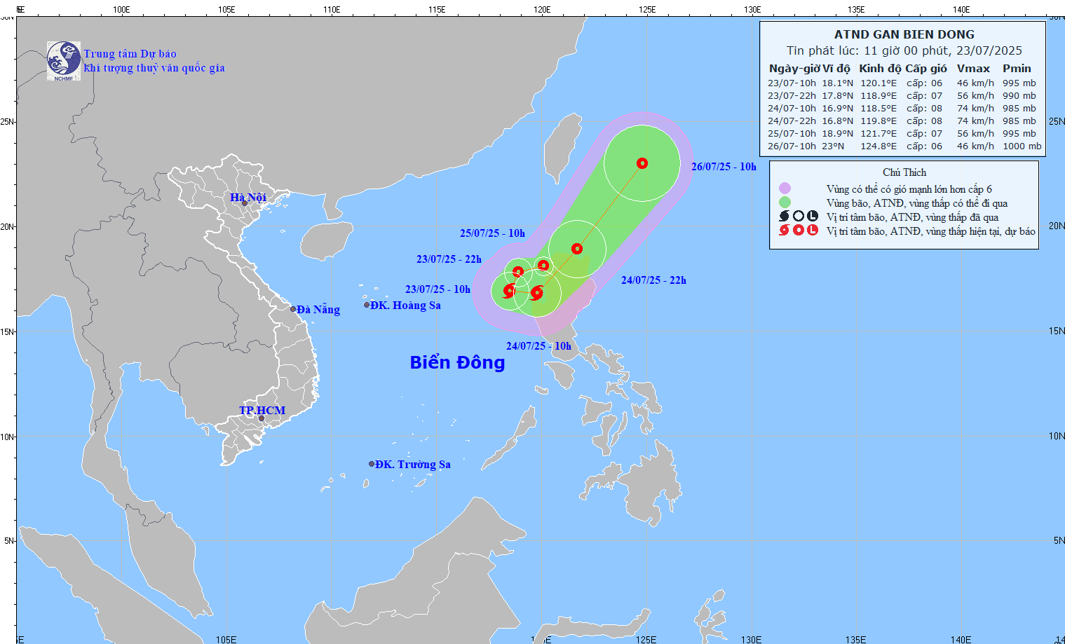 Áp thấp nhiệt đới vừa hình thành gần Biển Đông