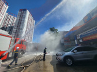 Khói bao trùm cây xăng trong tình huống giả định cháy, nổ