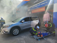 Khói bao trùm cây xăng trong tình huống giả định cháy, nổ