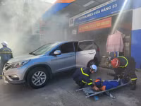Khói bao trùm cây xăng trong tình huống giả định cháy, nổ