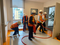  Điều xe thang đến xử lý sự cố cháy giả định tại Bệnh biện Việt - Pháp