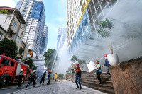 Kiểm tra khả năng phối hợp cứu nạn, chữa cháy tại tòa nhà cao tầng