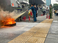 Phối hợp xử lý nhanh tình huống giả định cháy nguy hiểm tại tòa nhà IDMC