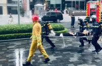 Phối hợp xử lý nhanh tình huống giả định cháy nguy hiểm tại tòa nhà IDMC