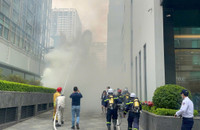 Phối hợp xử lý nhanh tình huống giả định cháy nguy hiểm tại tòa nhà IDMC