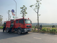 Hình ảnh toàn cảnh sẵn sàng đảm bảo an toàn phòng cháy tại trận địa bắn pháo hoa thời khắc giao thừa