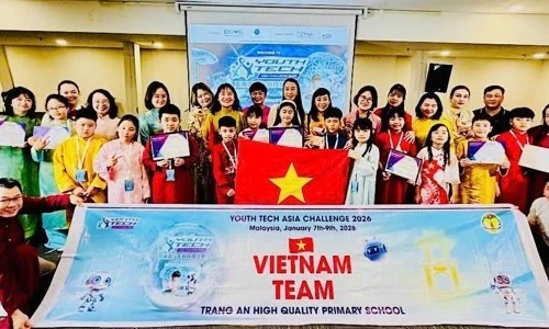 Học sinh Trường Tiểu học Chất lượng cao Tràng An ghi dấu ấn mạnh mẽ trên đấu trường công nghệ quốc tế
