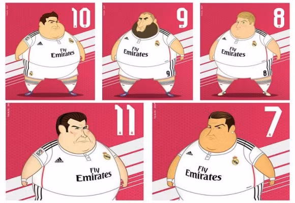 Ảnh chế hài hước “Ngũ hổ tướng” béo phì của Real ảnh 1