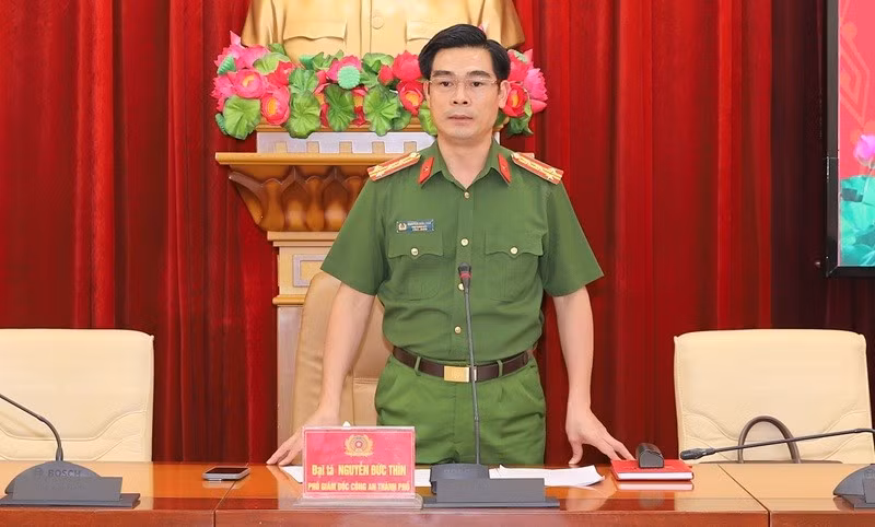 Đại tá Nguyễn Đức Thìn, Phó Giám đốc CATP phát biểu chỉ đạo hội nghị