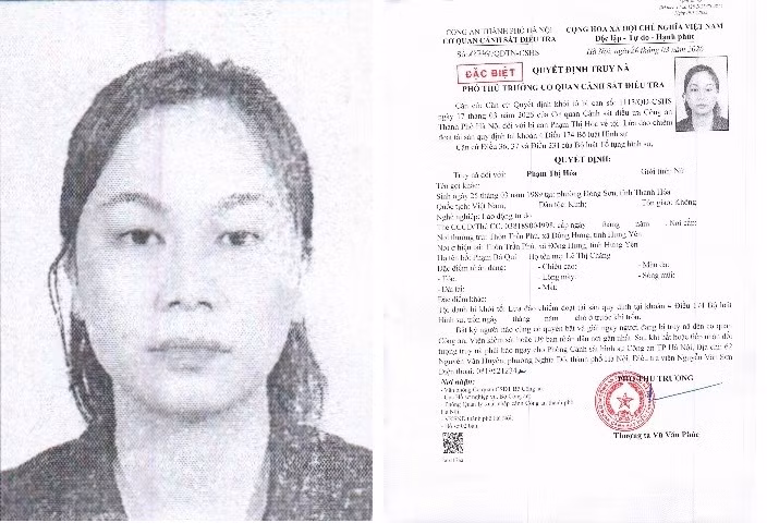 Quyết định truy nã đối tượng Phạm Thị Hóa