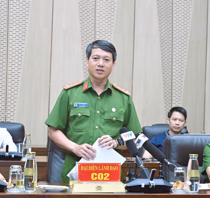Đại tá Bùi Tuấn Anh, Phó Cục trưởng Cục Cảnh sát điều tra tội phạm về trật tự xã hội, Bộ Công an phát biểu tại Họp báo.