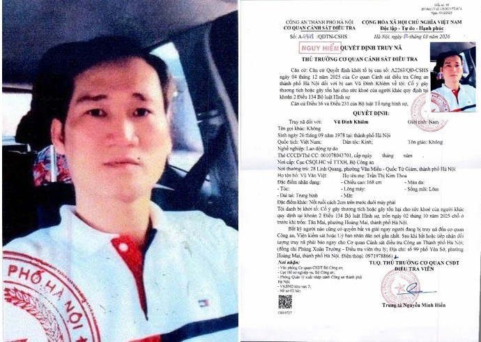 Quyết định truy nã đối tượng Vũ Đình Khiêm