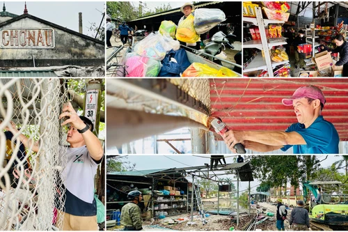 Tiểu thương tại chợ Nâu tháo dỡ di rời hàng hoá đến "ngôi nhà mới"