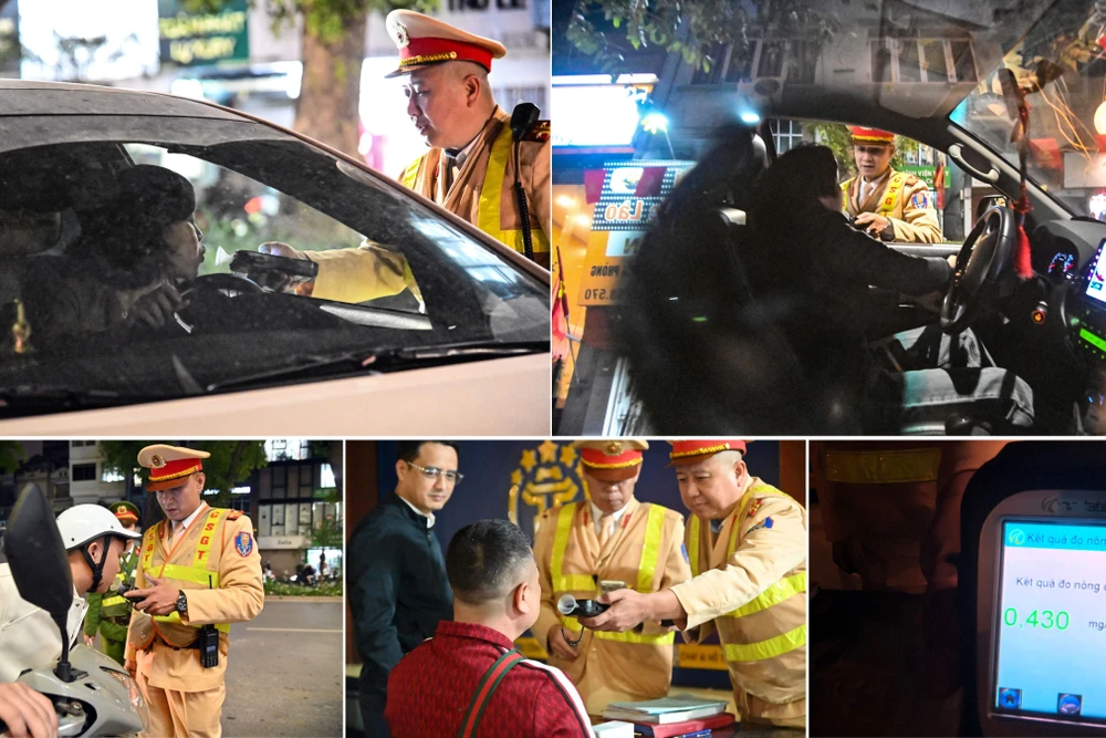 Ảnh: Chốt Cảnh sát giao thông Hà Nội kiểm tra hơn 300 ô tô, chỉ phát hiện 2 "ma men" trong đêm 26 Tết