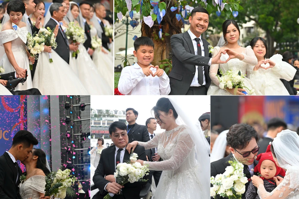 Xem 80 cặp đôi làm lễ cưới tập thể trong Ngày hội Việt Nam Hạnh Phúc tại Hà Nội