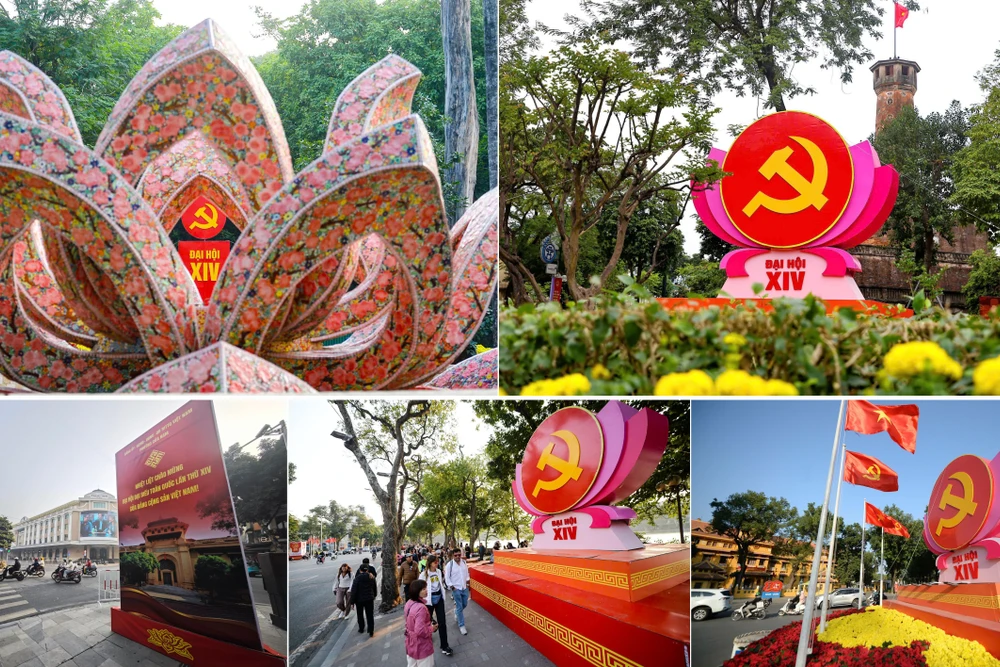 "Sắc đỏ" tháng Giêng: Thủ đô rực rỡ đón chào Đại hội Đảng toàn quốc lần thứ XIV