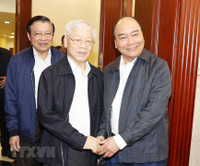 Hình ảnh Tổng Bí thư, Chủ tịch nước Nguyễn Phú Trọng chủ trì họp Bộ Chính trị