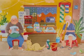 Uống trà, dệt chiếu hoa có mặt trong minh họa "Chất địa phương"