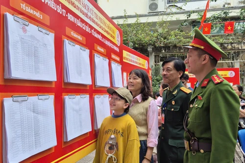 Cử tri phường Đống Đa nô nức đi bầu cử