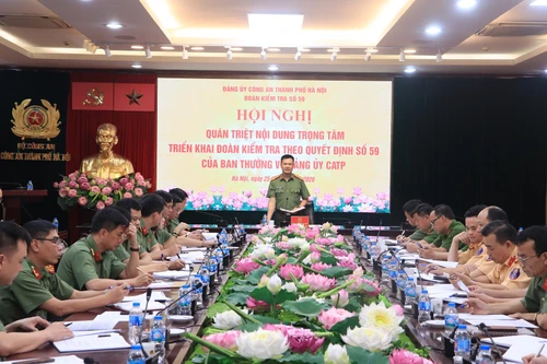 Quán triệt nội dung trọng tâm triển khai đoàn kiểm tra theo Quyết định số 59 của Ban Thường vụ Đảng uỷ Công an thành phố Hà Nội