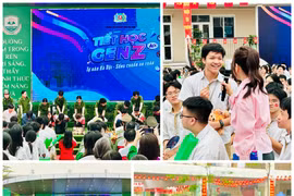 Các em học sinh tương tác trả lời câu hỏi từ các tiểu phẩm