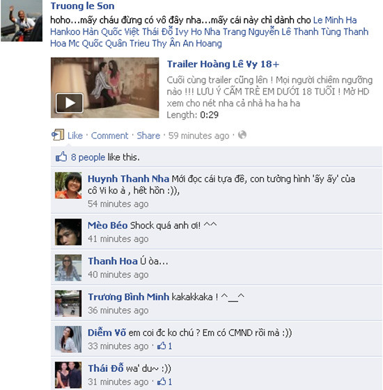Chính chồng Hoàng Lê Vy tung trailer như "phim cấp 3" lên mạng ảnh 1