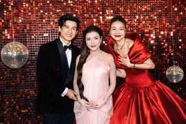 Thuý Diễm “bế bụng bầu” lên thảm đỏ chúc mừng Lương Thế Thành ra mắt phim mới 