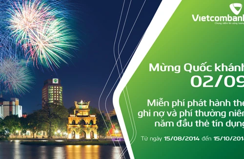 Vietcombank miễn phí phát hành thẻ ghi nợ nhân dịp Quốc khánh