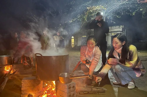 Hoa hậu Lương Thùy Linh thức xuyên đêm nấu 2000 bát phở