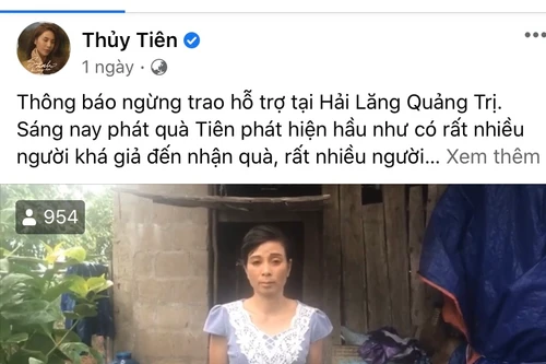 Thông tin bất ngờ liên quan đến việc Thủy Tiên tuyên bố tạm hoãn trao quà cứu trợ tại Quảng Trị 