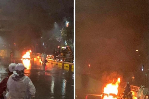 Điều tra vụ ôtô bỏ chạy sau va chạm khiến xe máy bốc cháy trên đường Nguyễn Trãi