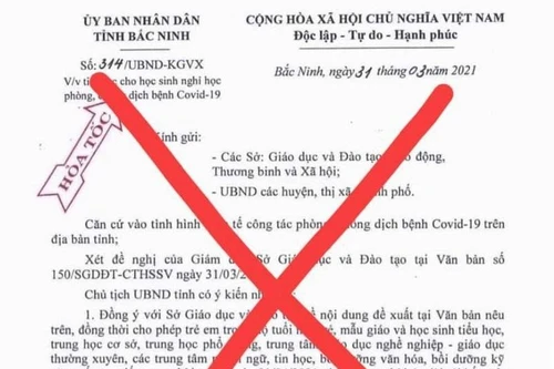 Điều tra vụ giả mạo ý kiến chỉ đạo của Chủ tịch UBND tỉnh Bắc Ninh về việc cho học sinh nghỉ học từ 1-4