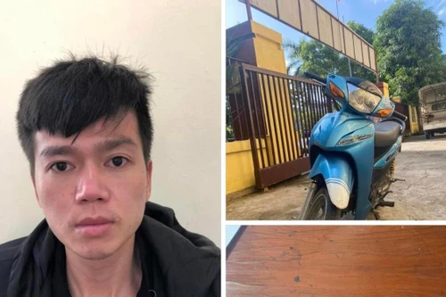 Người dân và lực lượng Công an bắt quả tang đối tượng đang phá khóa xe máy