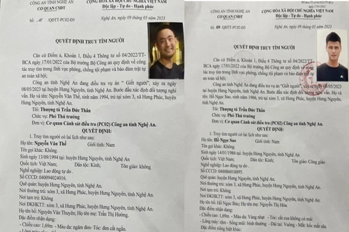 Truy tìm 2 nghi phạm trong vụ án giết người