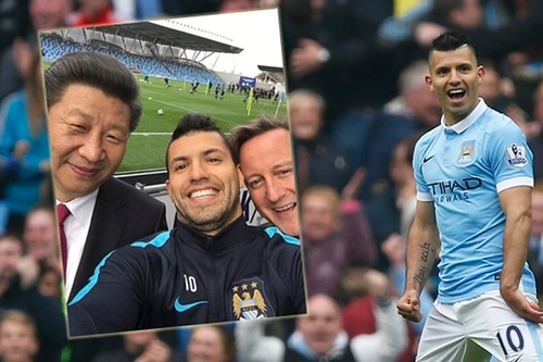 Aguero chụp ảnh "tự sướng" với Chủ tịch Trung Quốc Tập Cận Bình