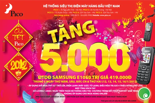 Tiếp tục tặng 5000 điện thoại di động từ Pico