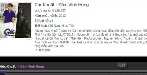 Đàm Vĩnh Hưng, Bùi Anh Tuấn "đọ fan" trên Zing