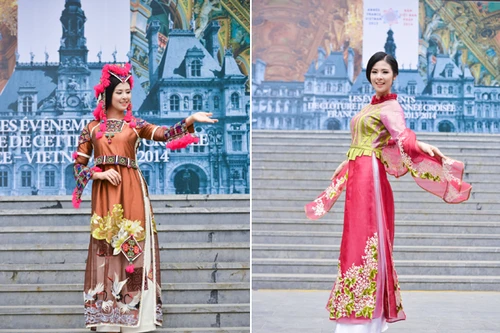 Hoa hậu Ngọc Hân mang áo dài thổ cẩm đến “kinh đô thời trang Paris”