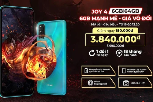 Vsmart Joy 4 có thêm bản 6GB RAM giá tốt nhất phân khúc