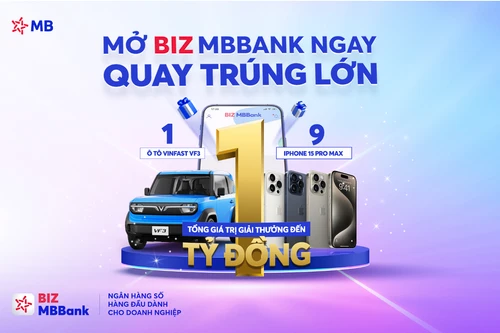 Cơ hội vàng cho doanh nghiệp SME: Mở tài khoản BIZ MBBank, rinh xe hơi Vinfast VF3 và iPhone 15 Pro Max