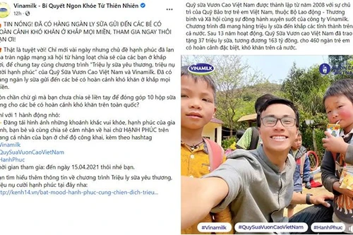 Mạng xã hội tràn ngập hạnh phúc với chương trình “Triệu ly sữa yêu thương, triệu nụ cười hạnh phúc” của Vinamilk