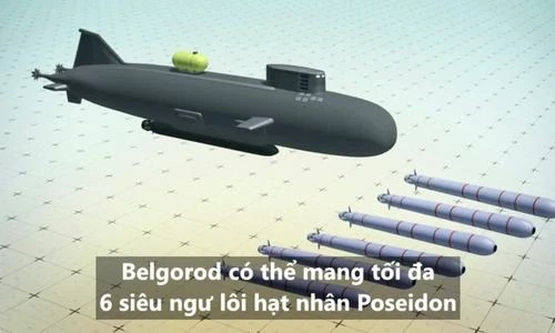 [ẢNH] Siêu tàu ngầm mang 6 ngư lôi hạt nhân, đòn đánh kinh hoàng từ lòng đại dương của Nga