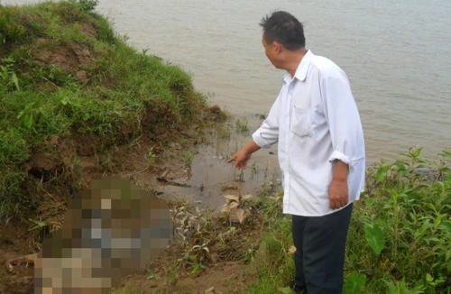 Xác nam thanh niên đang phân hủy trên sông Hồng