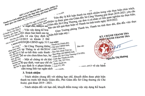 Thu hồi tiền do Sở Công Thương tỉnh Bắc Giang chi sai quy định